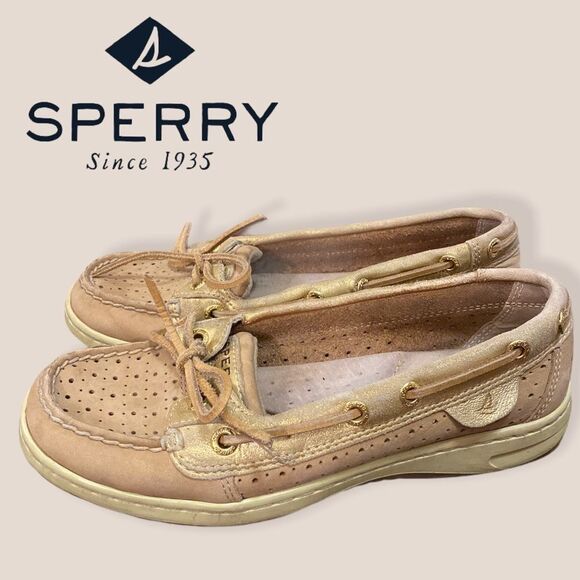Sperry Angelfish Perf Stripe Boat Shoes 5.5 - Picture 1 of 4